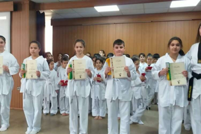 Bilecik Bozüyüklü Taekwondocular kuşak terfi sınavını tamamladı