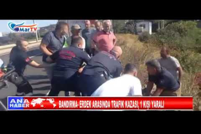 BANDIRMA ERDEK ARASINDA TRAFIK KAZASI, 1 KIŞI YARALI